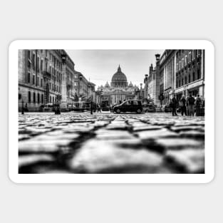 Sistine Chapel Rome, Worms Eye View Black And White Sticker